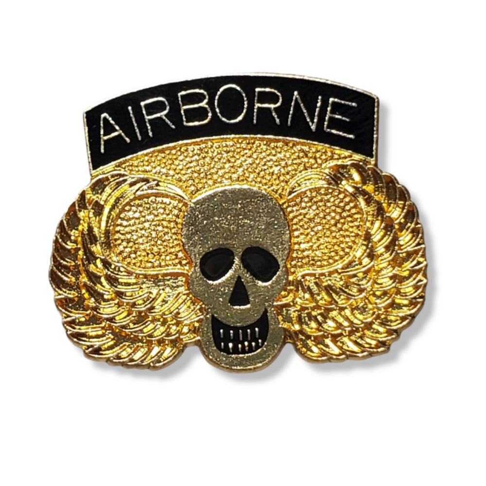 Airborne Army Military Skull w Wings Pin